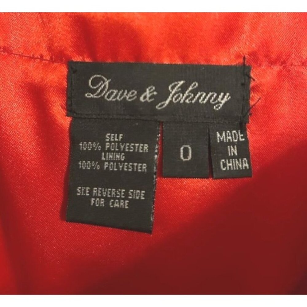 Vintage Dave & Johnny Y2K Red Sparkly Long Sleeve Gown W Wrap Deep V-Back & Tie - Picture 3 of 4
